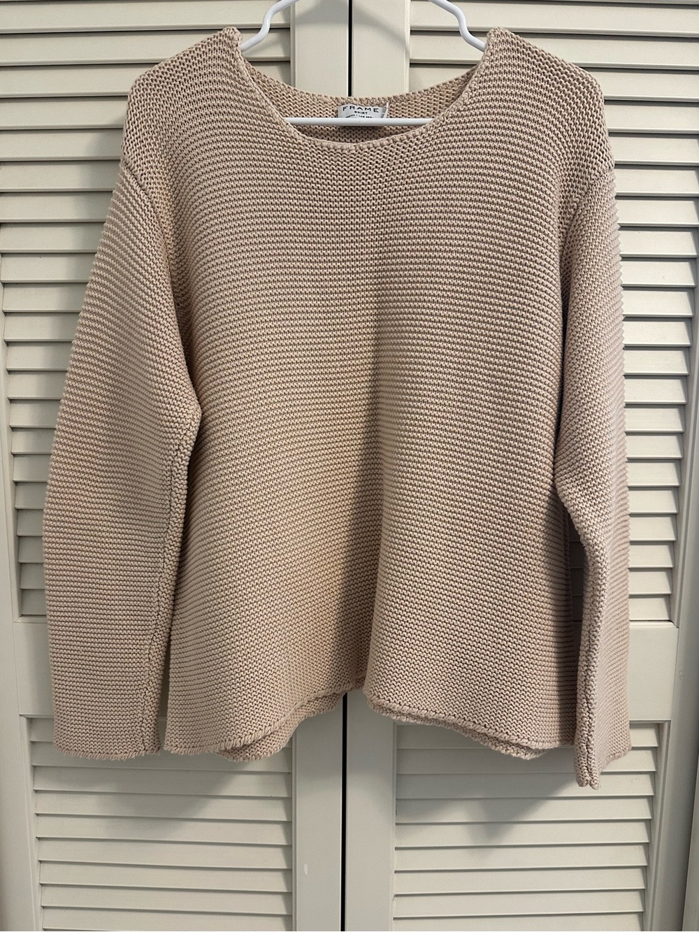 Frame Women's Beige Cream Knit Crewneck Sweater